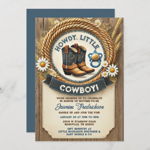 Baby Cowboy Bleu Baby shower Occidental Invitation