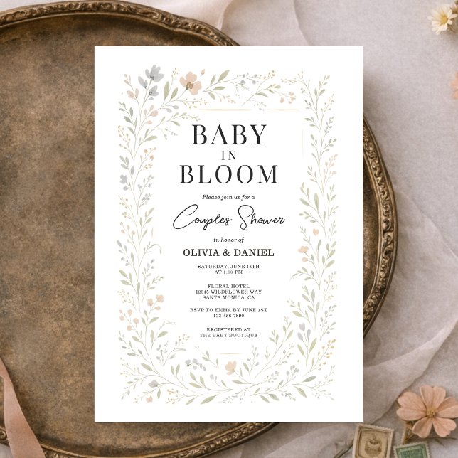 Baby de printemps en fleurs Invitation pour couple (Créateur téléchargé)