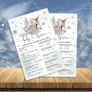 Baby Deer Baby Trivia Baby shower Game Card
