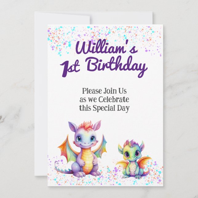 Baby Dragon Invitation d'anniversaire (Devant)