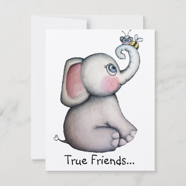 Baby Elephant avec la carte Invitation d'abeilles (Devant)