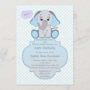 Baby Elephant Baby Boy Invitation Baby shower
