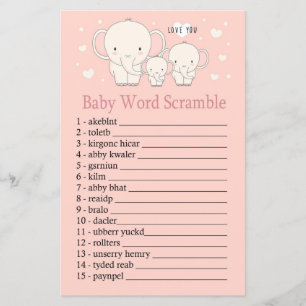 Baby Elephant Baby jeu de mots scramble