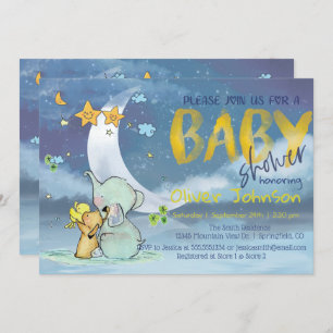 Baby Elephant Baby shower Boy Invitation
