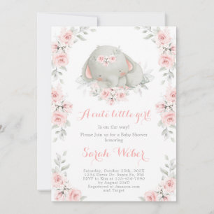 Baby Elephant Baby shower fille Invitation