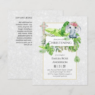 Baby Elephant CHRISTENING Invitation pour les fill