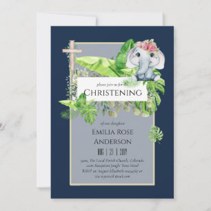 Baby Elephant CHRISTENING Invitation pour les fill