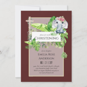 Baby Elephant CHRISTENING Invitation pour les fill