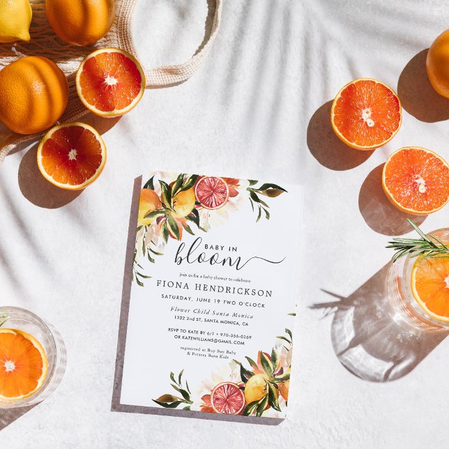 Baby en Fleur | Invitation à la Baby Shower Citrus (Créateur téléchargé)