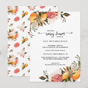 Baby en Fleur   Invitation à la Baby Shower Citrus