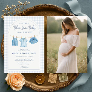 Baby en Jean Bleu Invitation Baby Shower avec Phot