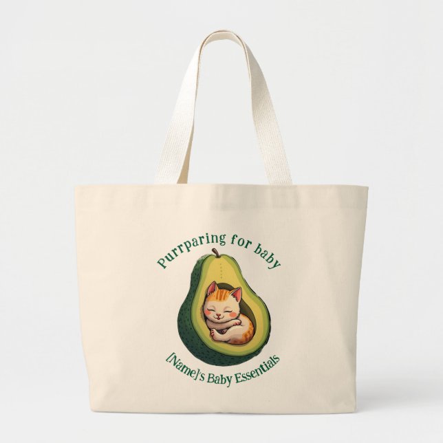 Baby Essentials Purrparing Avocado Cat Tote Bag (Devant)