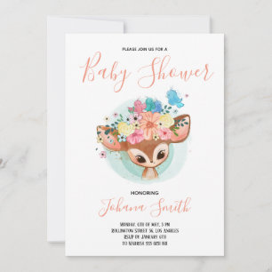 Baby Fawn mignonne Baby shower Invitation