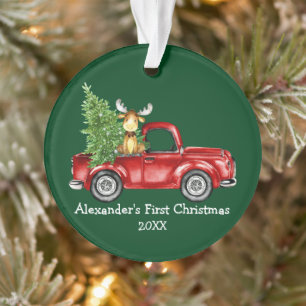 Baby First Christmas Camion rouge Moose Green