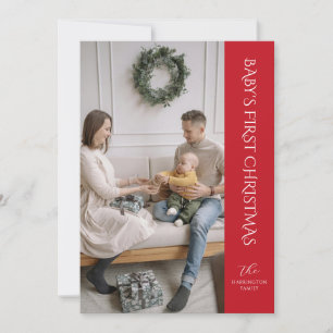 Baby First Christmas Carte photo Rouge