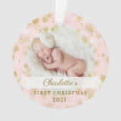 Baby First Christmas Magical Gold Snowflakes Photo (devant)