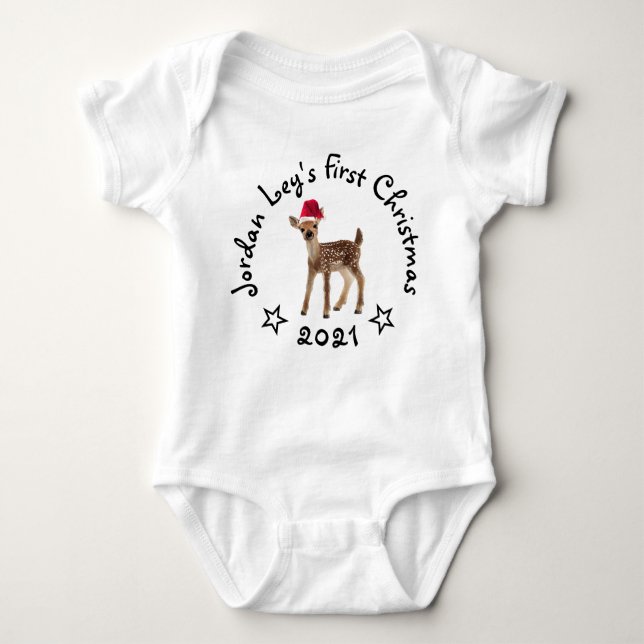 Baby First Christmas Père Noël Fawn Deer Baby Body (Devant)