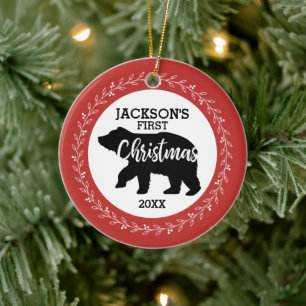 Baby First Christmas Photo Ornement en céramique