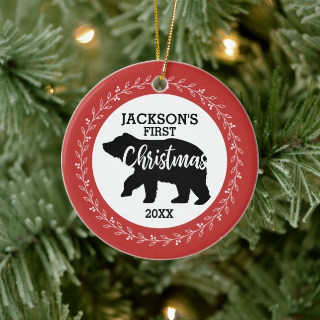Baby First Christmas Photo Ornement en céramique (Arbre)