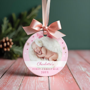 Baby First Christmas Rose Bow & Stars