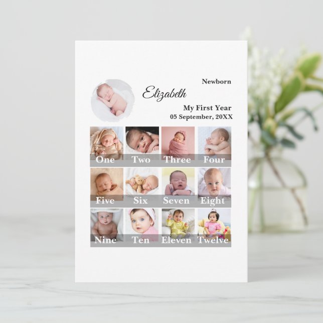 Baby First Year 12 Month Photo Collage  Milestone (Debout devant)