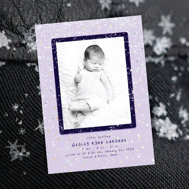Baby Flurry | Faire-part de naissance vertical (Créateur téléchargé)
