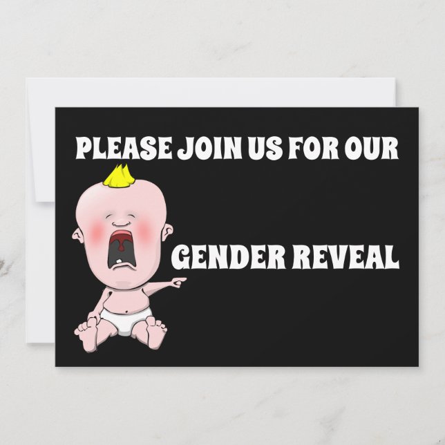 BABY GENDER REVEAL FUNNY INVITATIONS DU PARTI PERS (Devant)