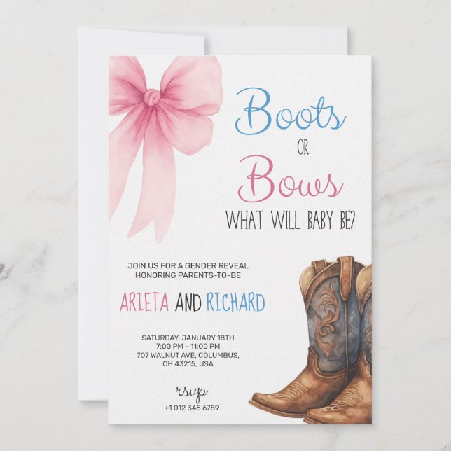 Baby gender reveal Invitation card  (Devant)