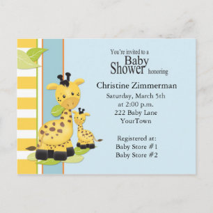 Baby Giraffe Baby shower Invitation Carte postale