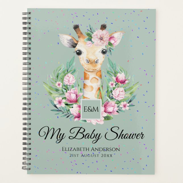 Baby Giraffe Boho Fleurs Mère à être planificateur (Devant)