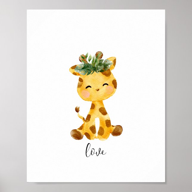 Baby Giraffe Love Nursery Poster (Devant)