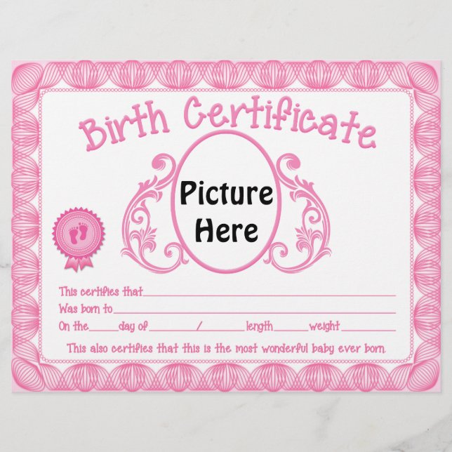Baby girl ajouter image certificat de naissance (Devant)