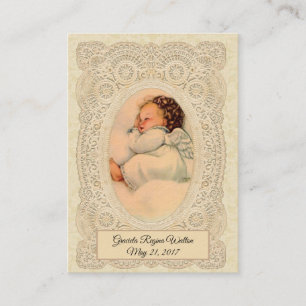 Baby Girl Angel Baptismal Souvenir Carte Sainte
