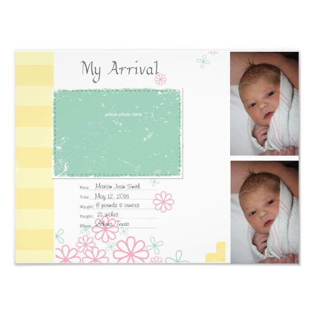 Baby Girl Arrival Scrapbook Titre Page Photo Impri (Devant)