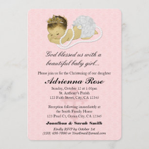 Baby Girl Baptism Christening Invitations PINK 179