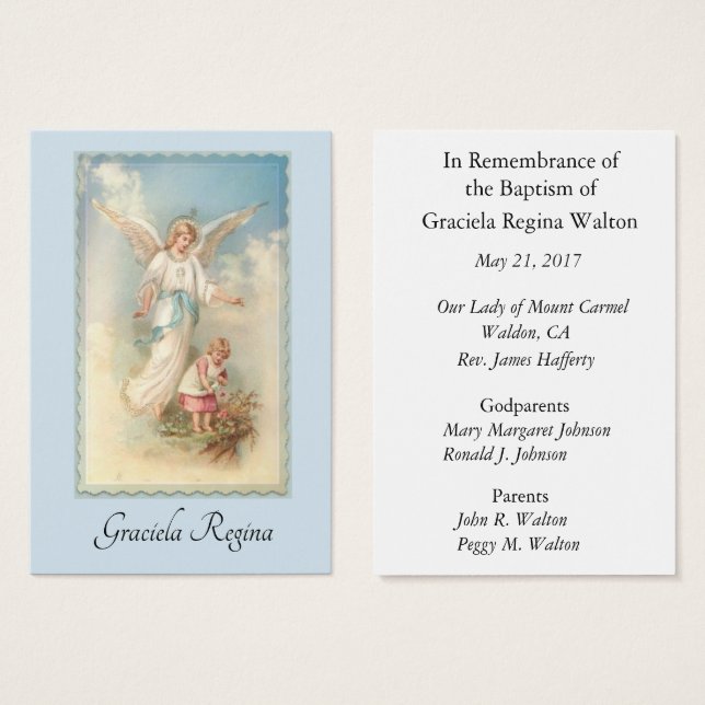 Baby Girl Baptismal Souvenir Carte Sainte (Devant & derrière)
