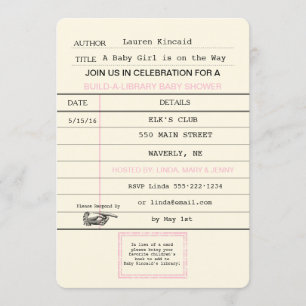 Baby Girl Bibliothèque Vintage Carte Livre Douche