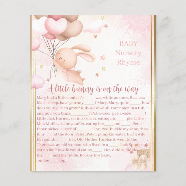 Baby Girl Bunny Baby shower Jeu (Devant)