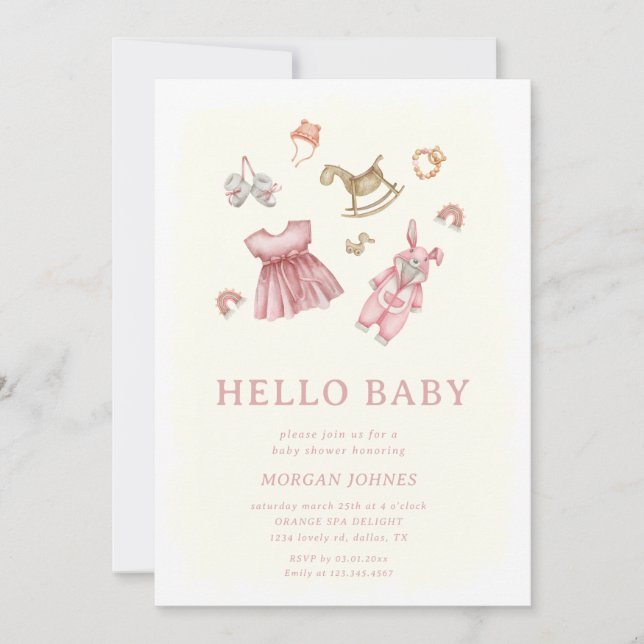 Baby Girl Clothes Nursery baby shower invitation (Devant)
