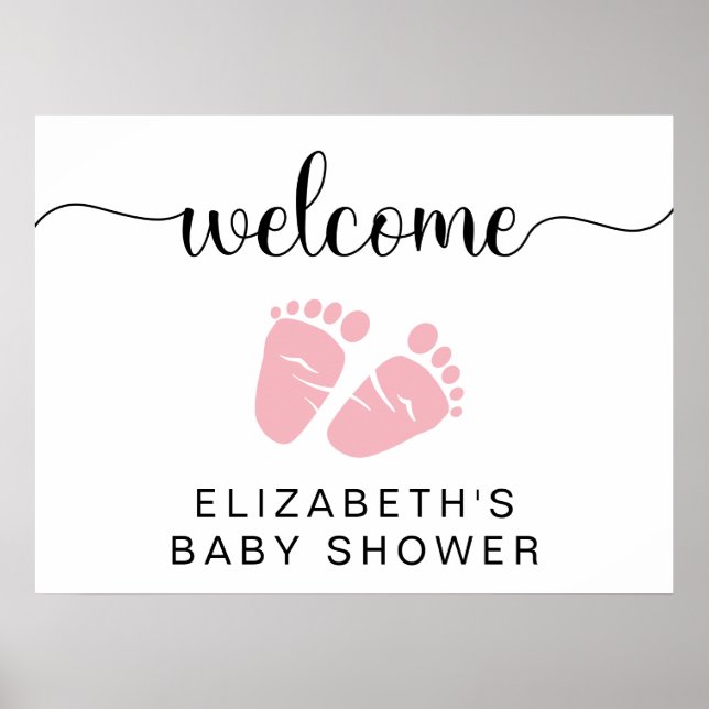 Baby Girl Douche Pieds Rose Affiche de bienvenue (Devant)