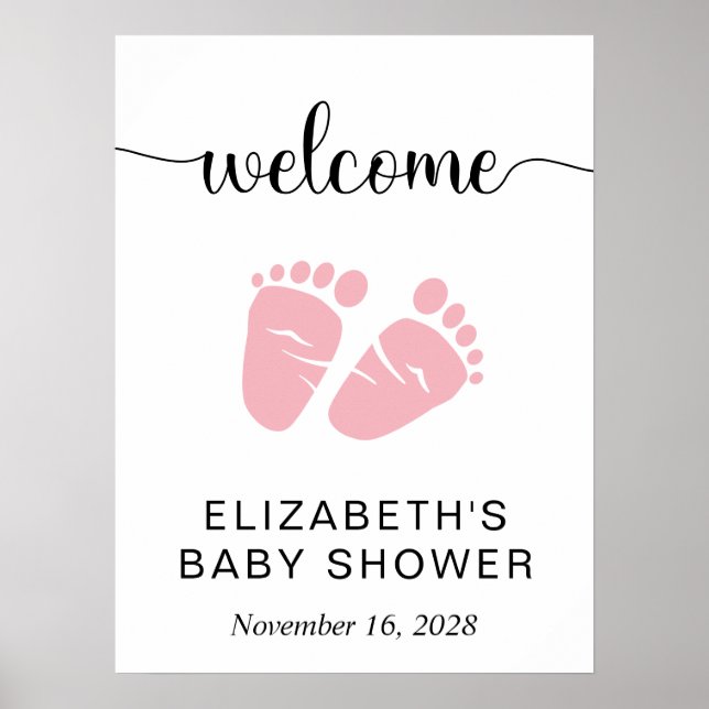Baby Girl Douche Pieds Rose Affiche de bienvenue (Devant)