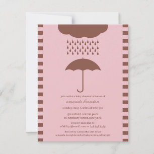 Baby Girl Douche rose Parapluie Invitation