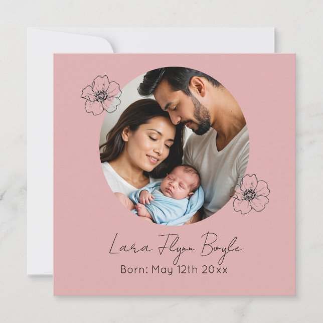 "Baby Girl Faire-part de naissance Card Pink Heart (Devant)