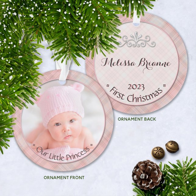 Baby Girl Little Princess First Christmas Keepsaké (Keepsake Baby's First Christmas Photo Ornament with Year and Name | Our Little Princess, Baby Girl)