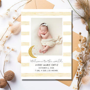 Baby Girl Moon Yellow Stripe Photo de naissance
