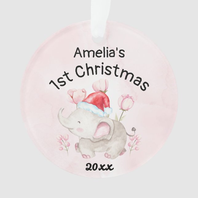 Baby Girl Name First Christmas 2023 Rose & Custom (devant)