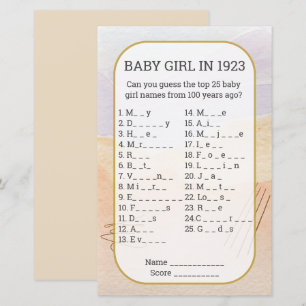 Baby Girl Name Remplir dans le jeu de Baby shower 