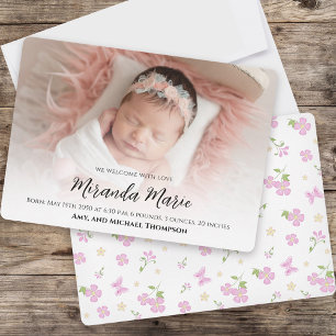 Baby Girl Nouveau-né Photo Overlay Texte rose Flor