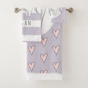 Baby Girl Pink Doodle Unicorn Heart Nom du Motif