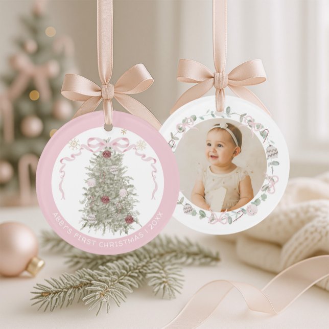 Baby Girl Pink First Christmas Photo (Créateur téléchargé)